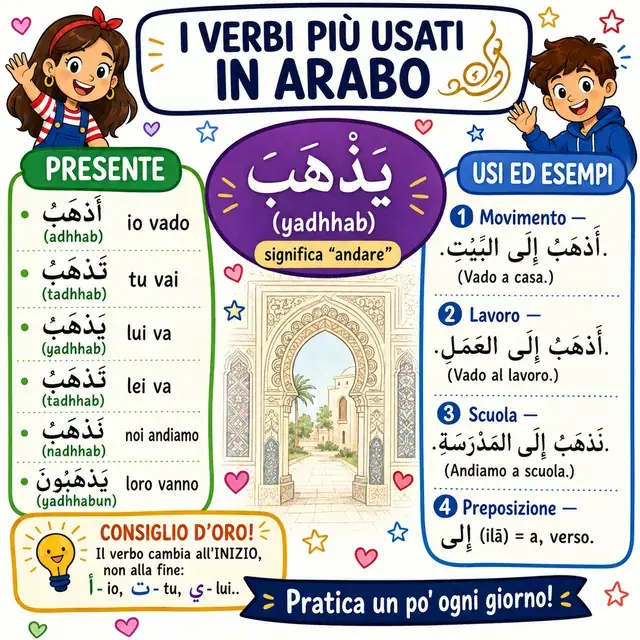 Mappa mentale: verbo ANDARE (dhahaba)